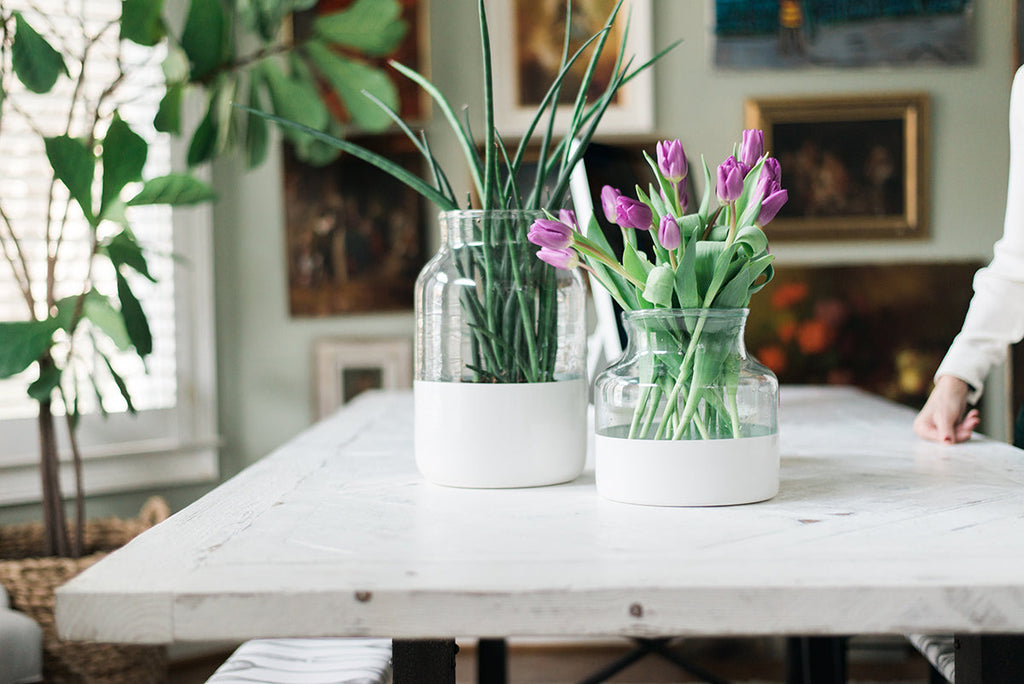 White Colorblock Mason Jar