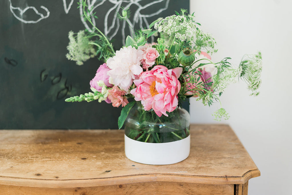 White Colorblock Flower Vase