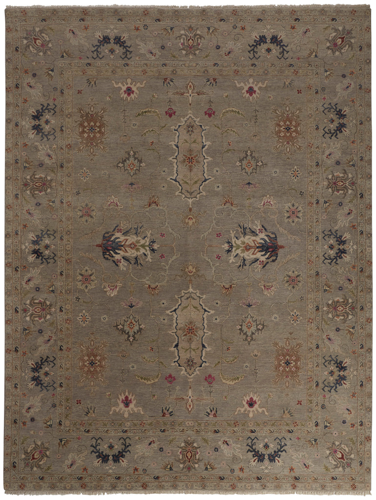 Bhatia Traditional Oriental Gray Taupe Blue Area Rug (11'6" x 15')