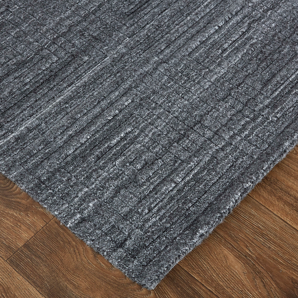 Redford Transitional Solid Gray Black Area Rug (8' x 10')