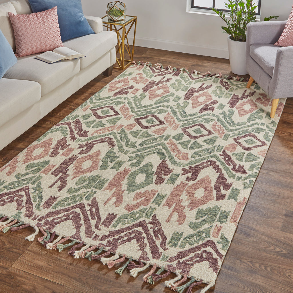 Remington Modern Abstract Tan Green Brown Area Rug (8' x 10')