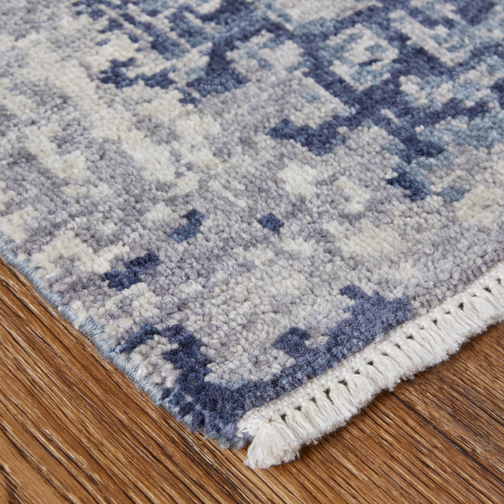 Marinn Modern Abstract Blue Ivory Area Rug (9'6" x 13'6")