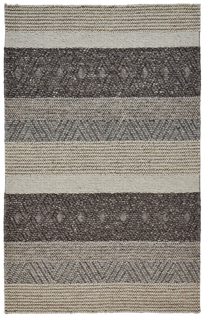 Berkeley Transitional Stripes Gray Taupe Tan Area Rug (2' x 3')