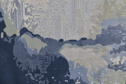 Clio Modern Abstract Blue Gray Ivory Area Rug (5' x 7'6")