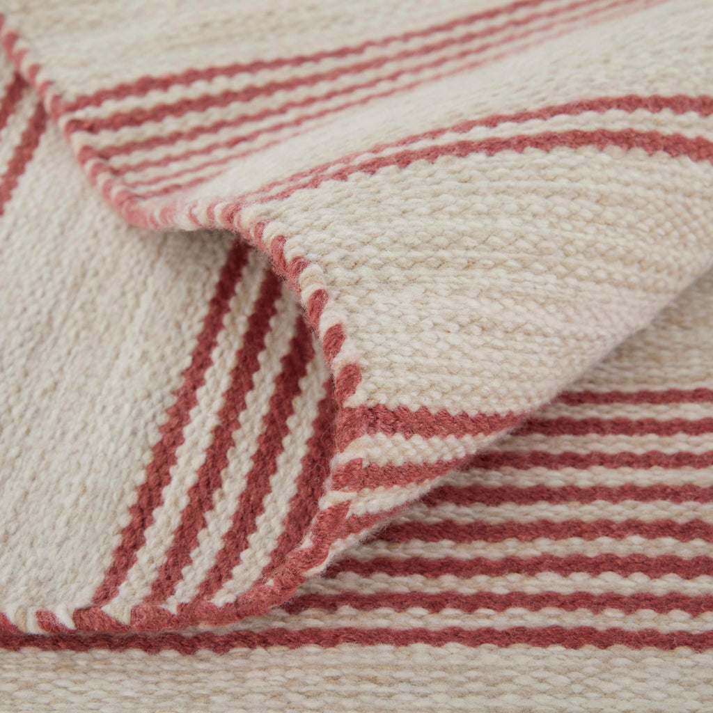 Duprine Transitional Stripes Red Ivory Area Rug (5' x 8')