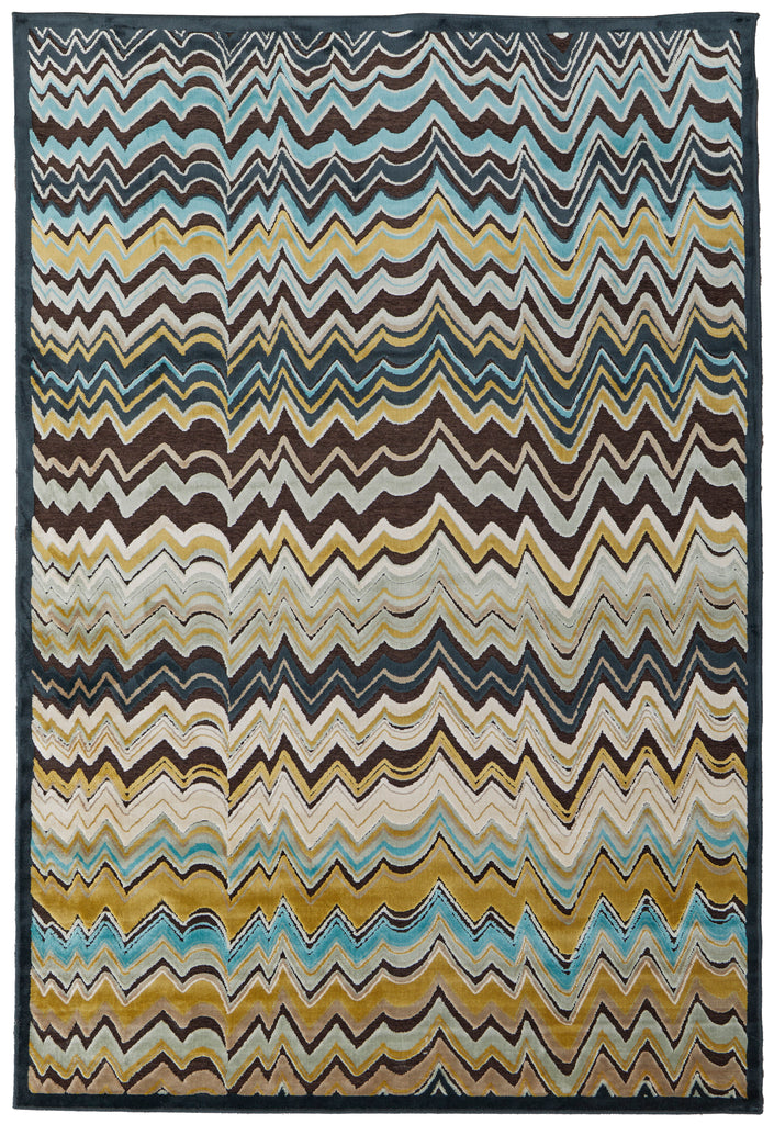 Saphir Cabo Modern Chevron Brown Gold Area Rug (7'6" x 10'6")