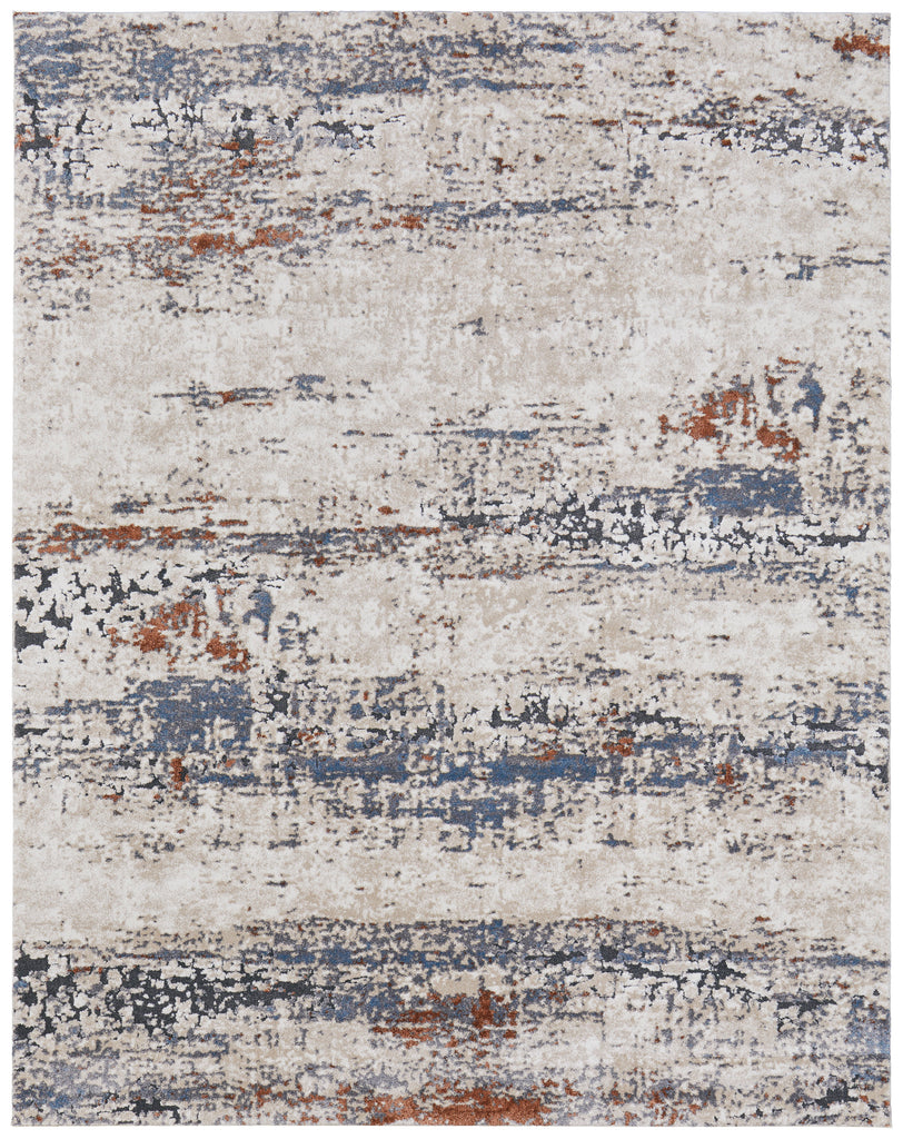 Gilmore Modern Abstract Ivory Blue Gray Area Rug (2' x 3')