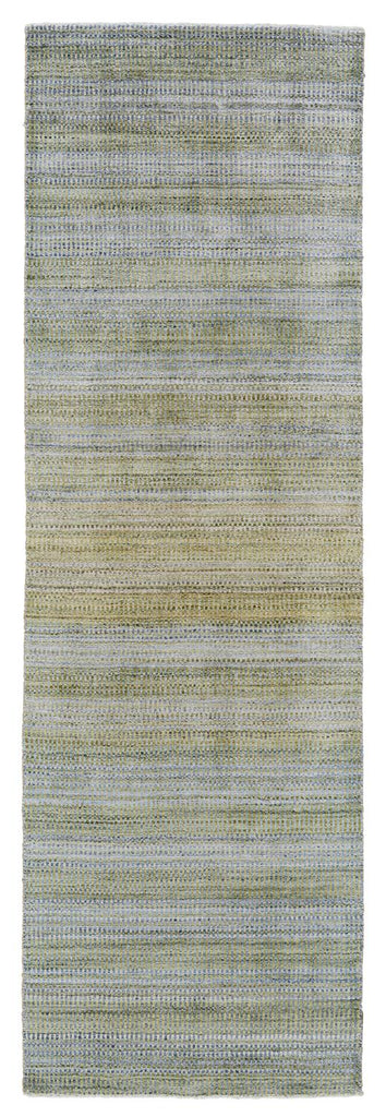 Milan Modern Gradient Ombre Green Blue Tan Area Rug (2'6" x 10')