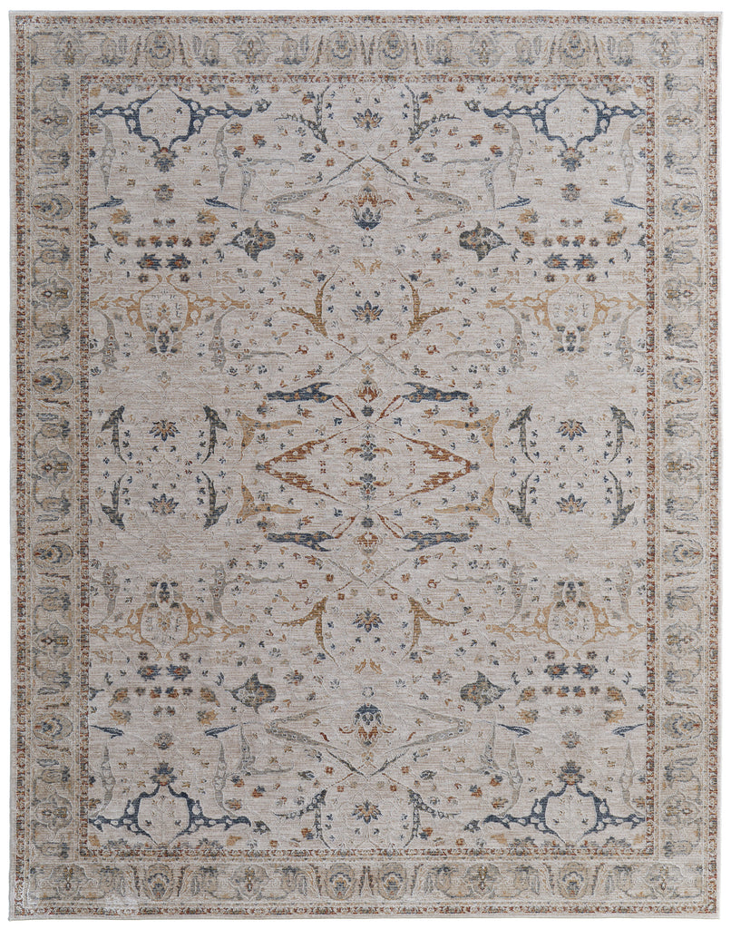 Pasha Transitional Ikat Ivory Blue Red Area Rug (2' x 3')