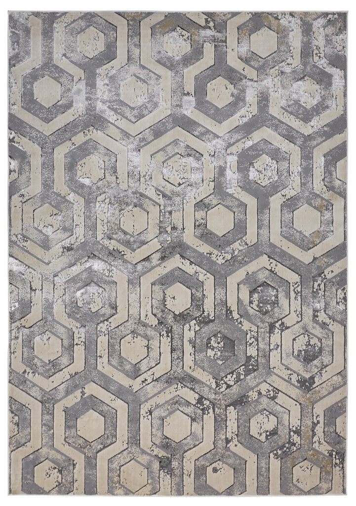 Micah Modern Distressed Gray Taupe Silver Area Rug (5' x 8')