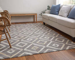 Fannin Transitional Geometric Taupe Tan Ivory Area Rug (2' x 3')