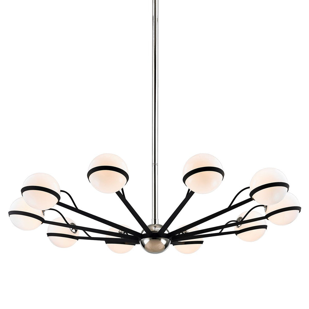 Ace Chandelier 10" - Carb Blk W Pol Nickel Accents