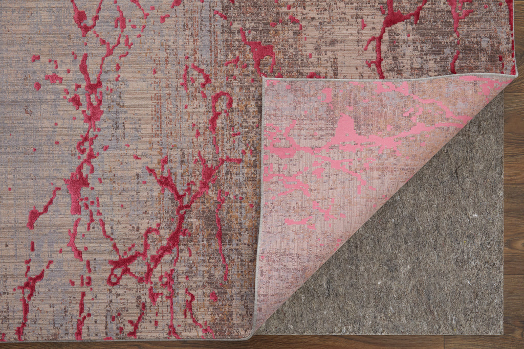 Pryor Modern Abstract Pink Gray Taupe Area Rug (2' x 3')