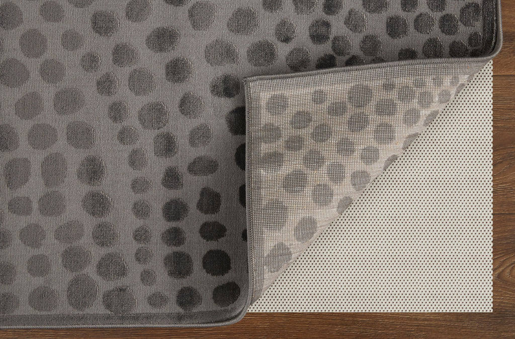 Gaspar Modern Polka Dots Gray Silver Ivory Area Rug (1'8" x 2'10")