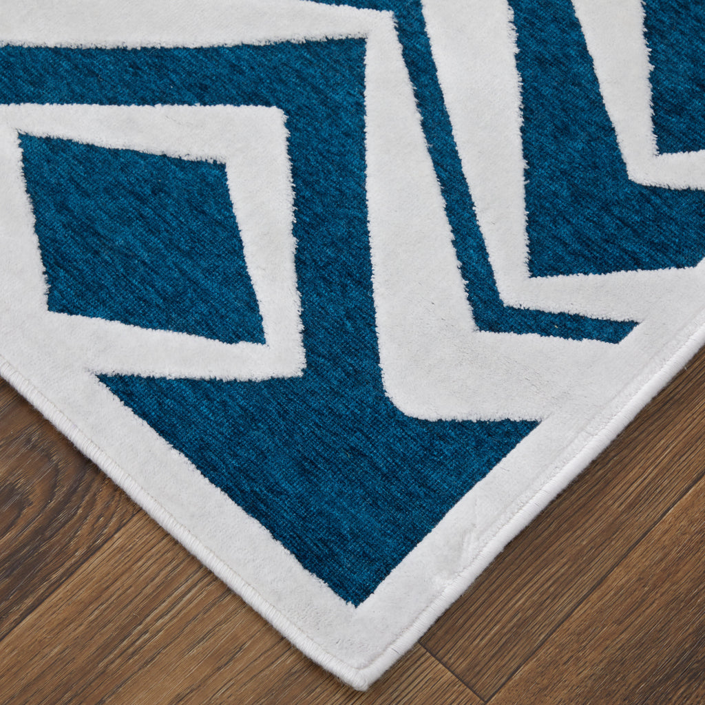 Saphir Mira Modern Diamond Blue Green White Area Rug (1'9" x 2'10")