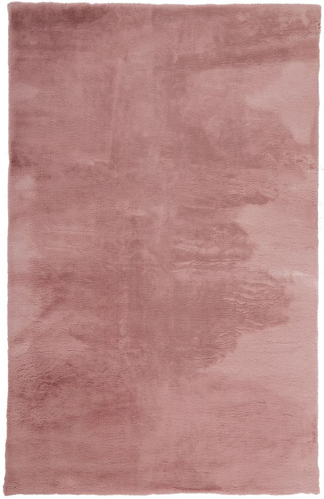 Luxe Velour Transitional Solid Pink Area Rug (5' x 7')