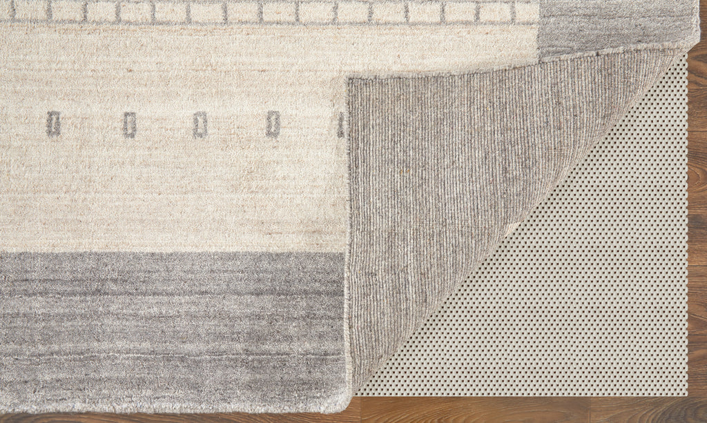 Legacy Transitional Bordered Ivory Gray Area Rug (7'9" x 9'9")