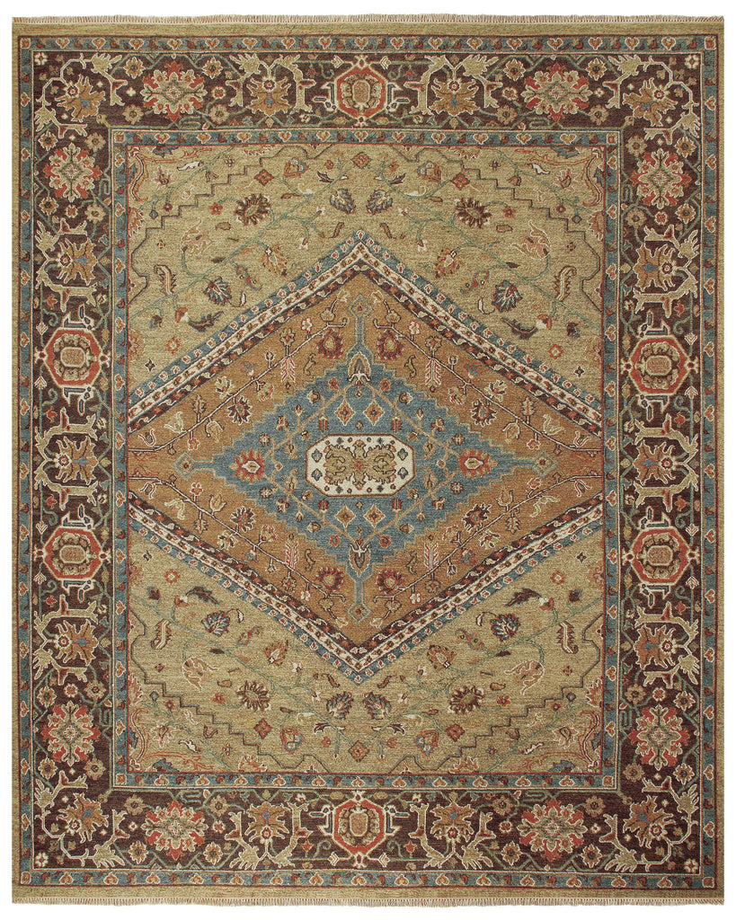 Goshen Traditional Oriental Brown Gold Green Area Rug (2' x 3')