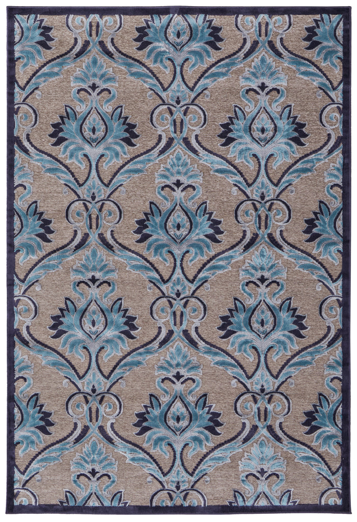 Saphir Yardley Modern Floral Botanical Tan Green Taupe Area Rug (5'3" x 7'6")