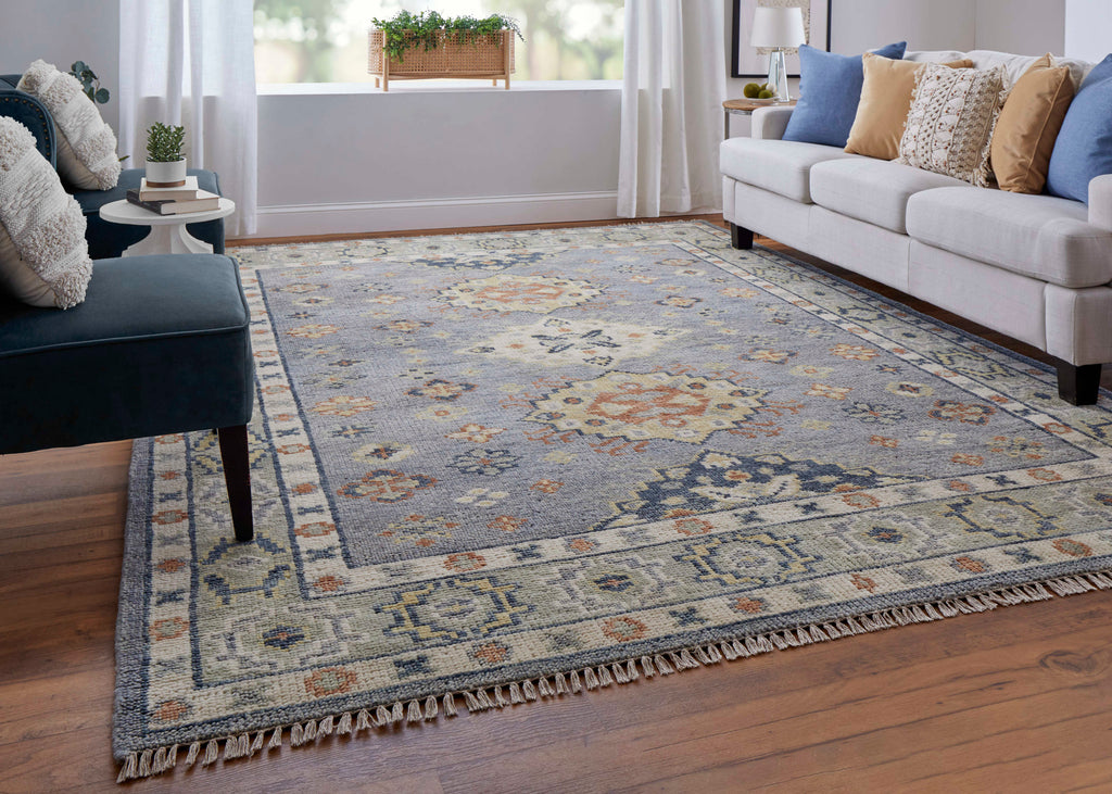 Fillmore Transitional Diamond Blue Taupe Gray Area Rug (5' x 8')