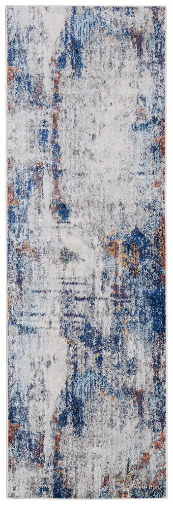 Edgemont Modern Abstract Ivory Blue Area Rug (2'8" x 10')