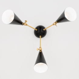 Moxie Semi Flush - Aged Brass/White