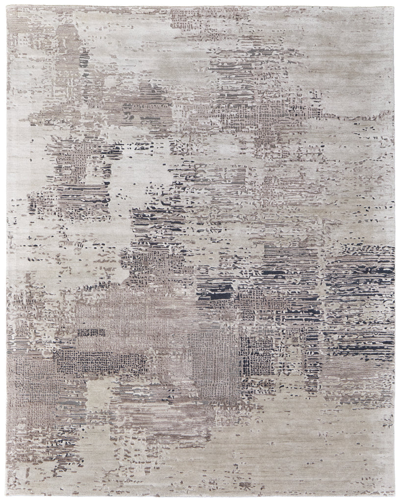 Zarah Modern Abstract Brown Tan Black Area Rug (8' x 10')