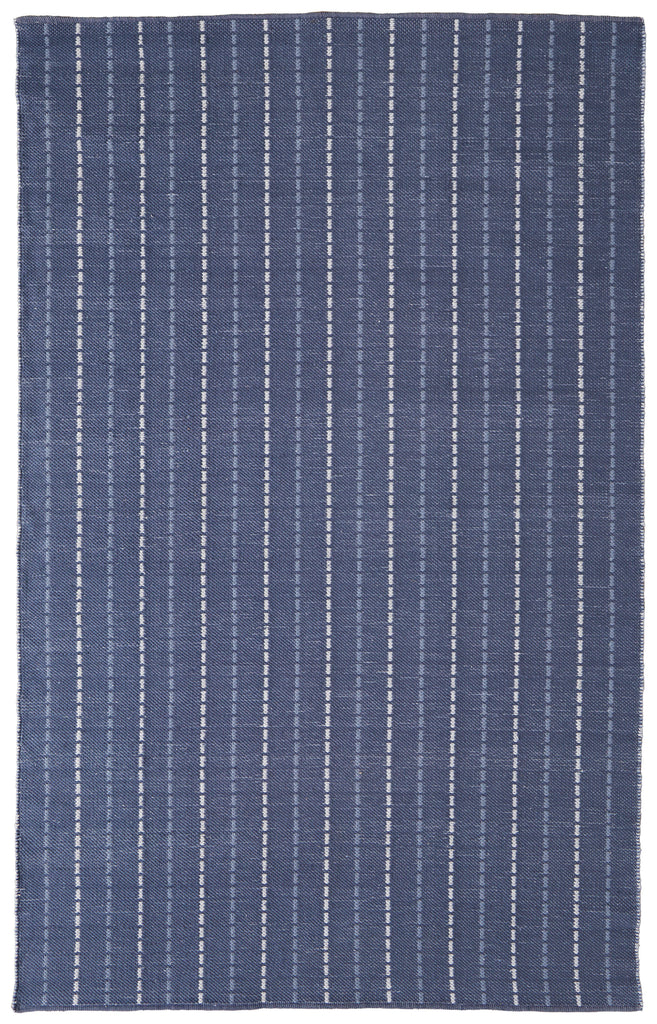 Coastal Layers Transitional Stripes Blue White Area Rug (9' x 12')