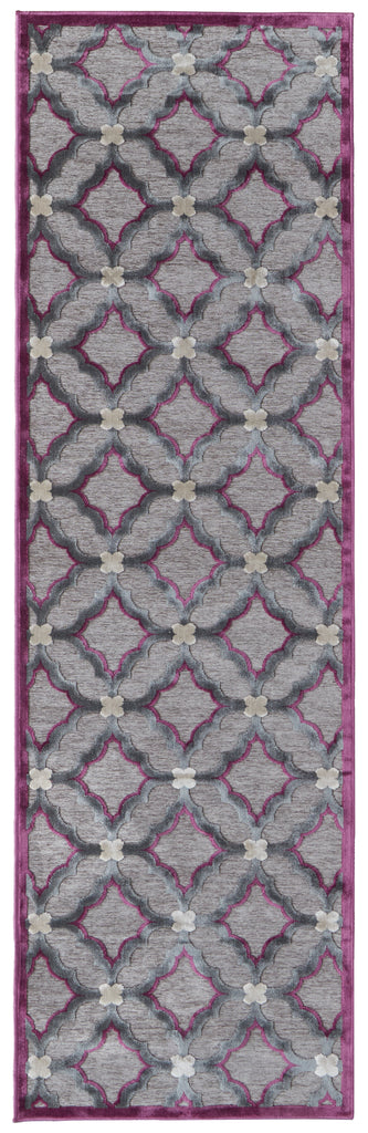 Saphir Rubus Modern Abstract Gray Purple Area Rug (2'6" x 8')