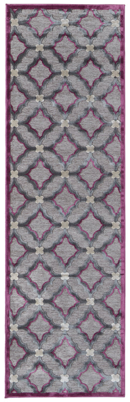 Saphir Rubus Modern Abstract Gray Purple Area Rug (7'6" x 10'6")