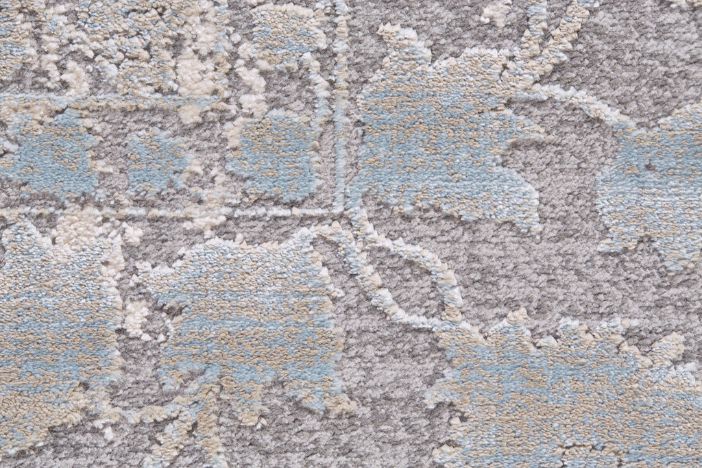 Prasad Modern Distressed Blue Taupe Ivory Area Rug (5' x 8')