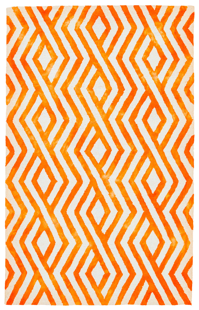 Garcia Transitional Geometric Orange Ivory Area Rug (5' x 8')