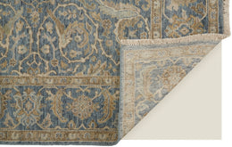 Marabel Traditional Damask Blue Taupe Ivory Area Rug (8'6" x 11'6")