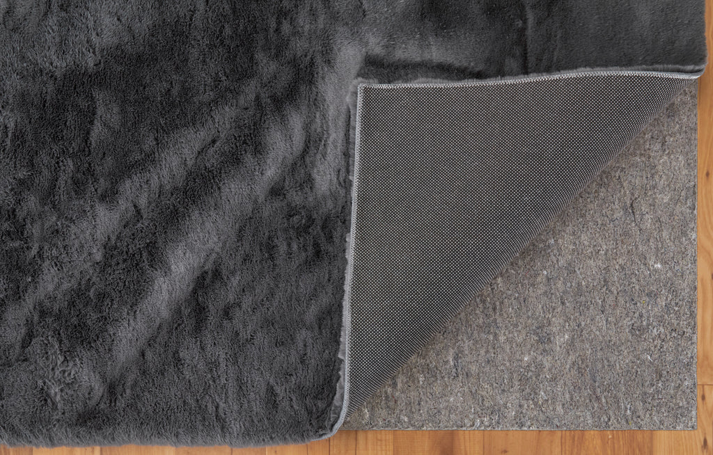 Luxe Velour Transitional Solid Taupe Black Area Rug (5' x 6'6")