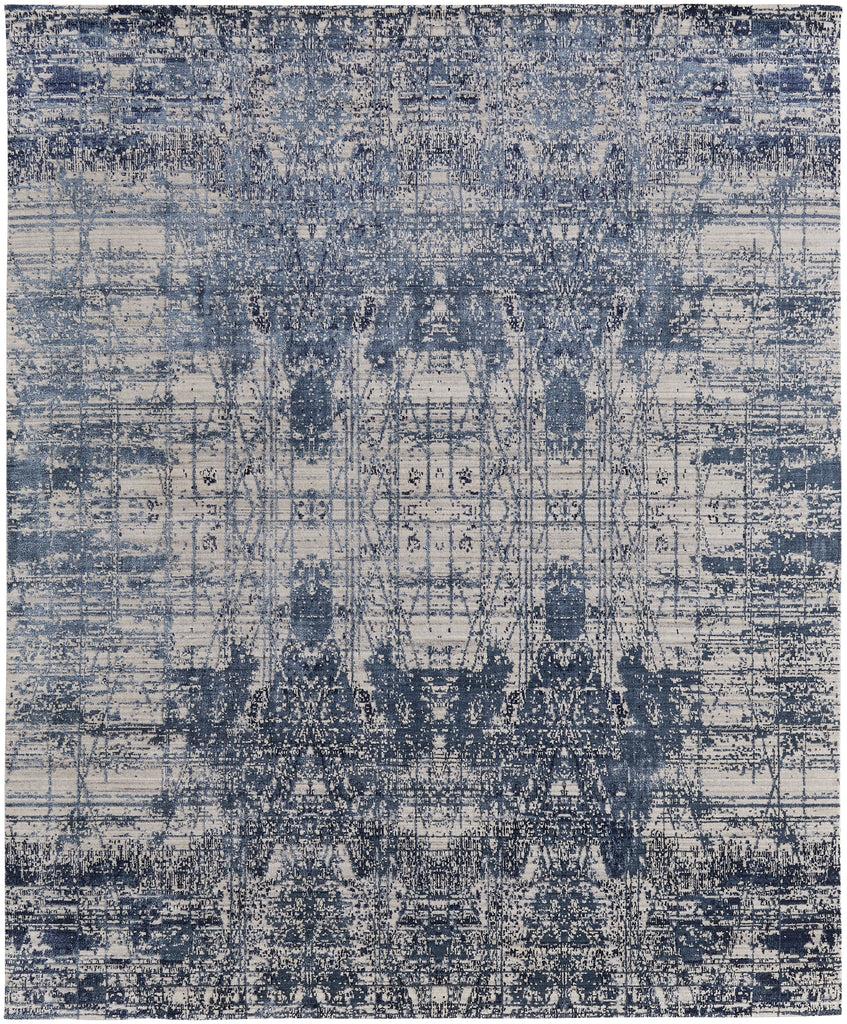 Eastfield Modern Abstract Blue Ivory Area Rug (12' x 15' / Pattern 2)