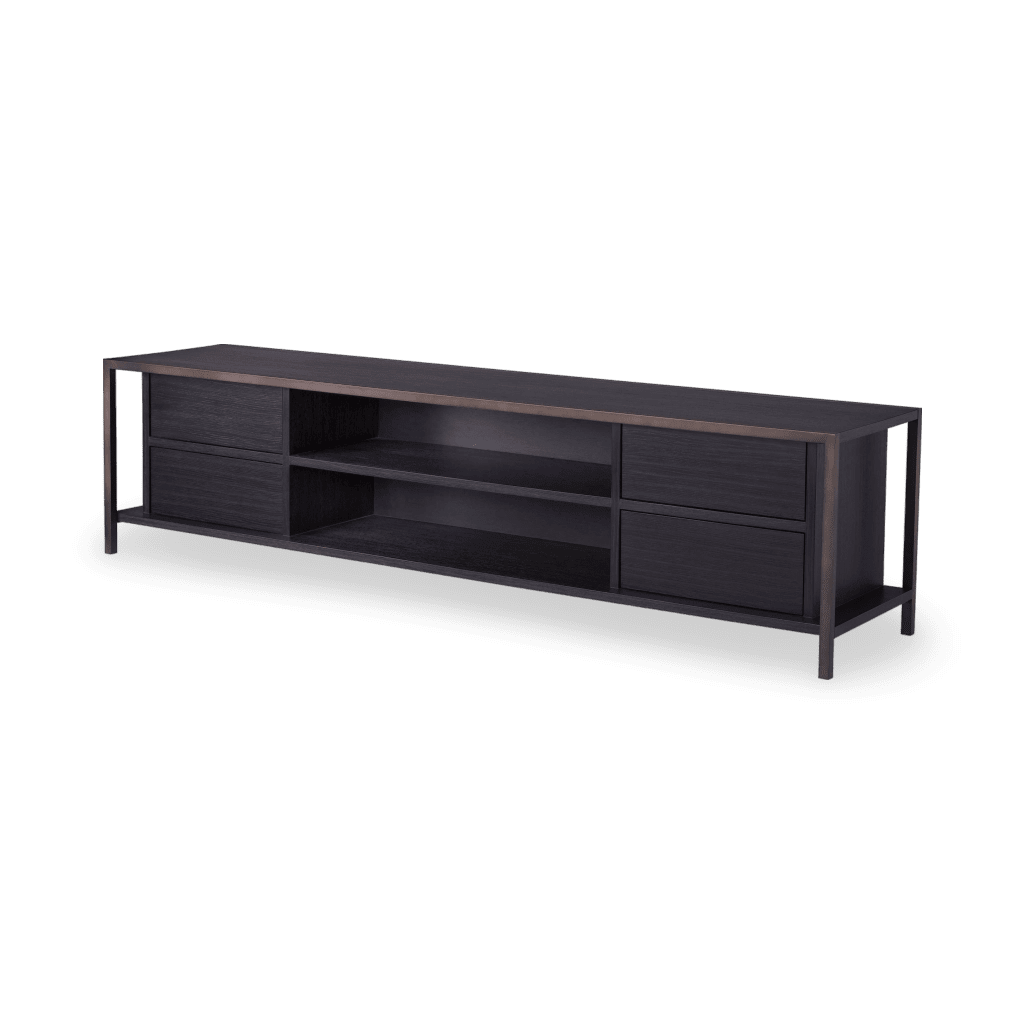 Tv Cabinet Wilmot Charcoal Grey Oak Medium Bronze Finish