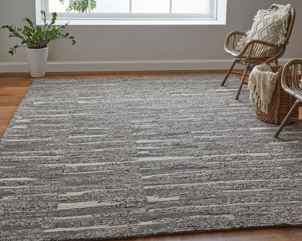 Navaro Modern Abstract Gray Taupe Ivory Area Rug (8'6" x 11'6")