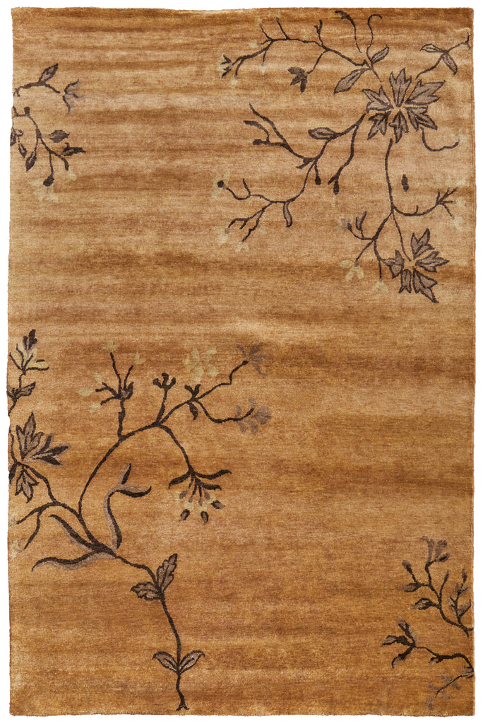 Cordonnet Transitional Floral Botanical Brown Orange Area Rug (5'6" x 8'6")