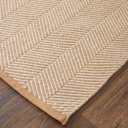 Coastal Layers Transitional Chevron Tan Ivory Area Rug (9' x 12')