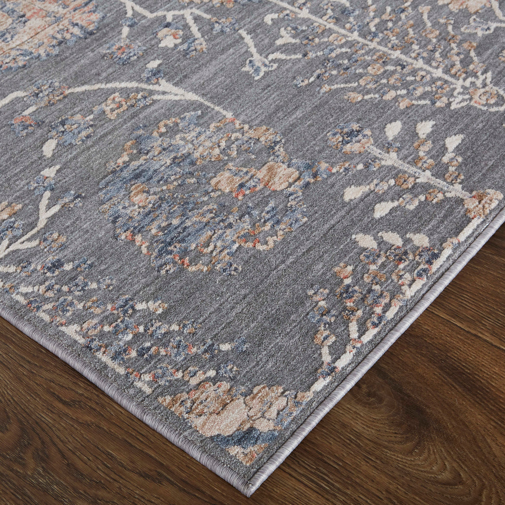 Thackery Transitional Floral Botanical Gray Ivory Tan Area Rug (7'10" x 9'10")