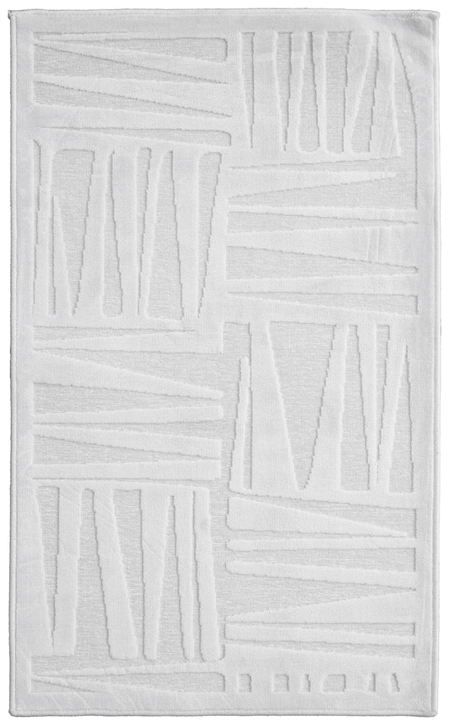 Saphir Mira Modern Geometric White Area Rug (2'6" x 8' / Pattern 1)