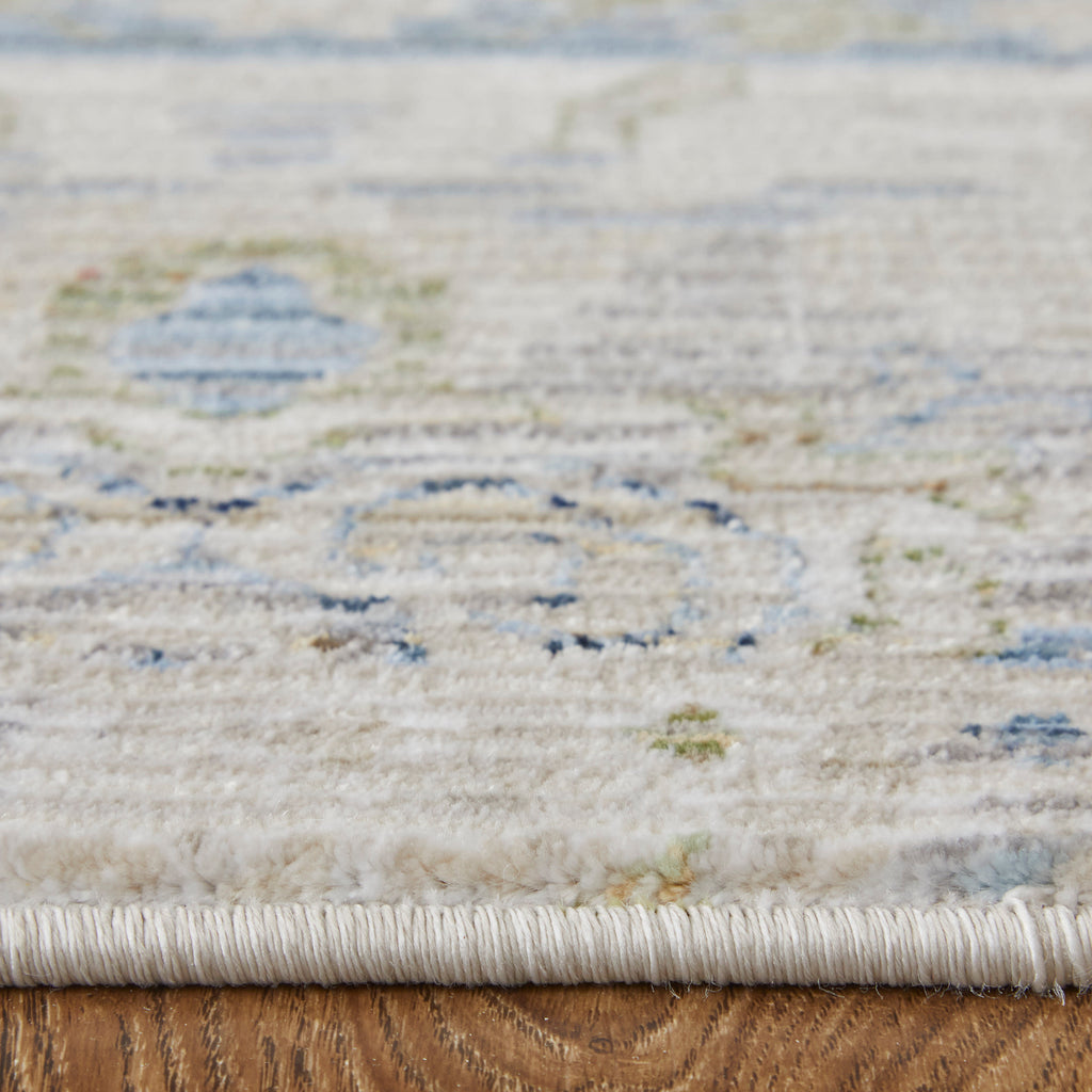 Melrose Transitional Distressed Ivory Green Blue Area Rug (7'10" x 10'3")