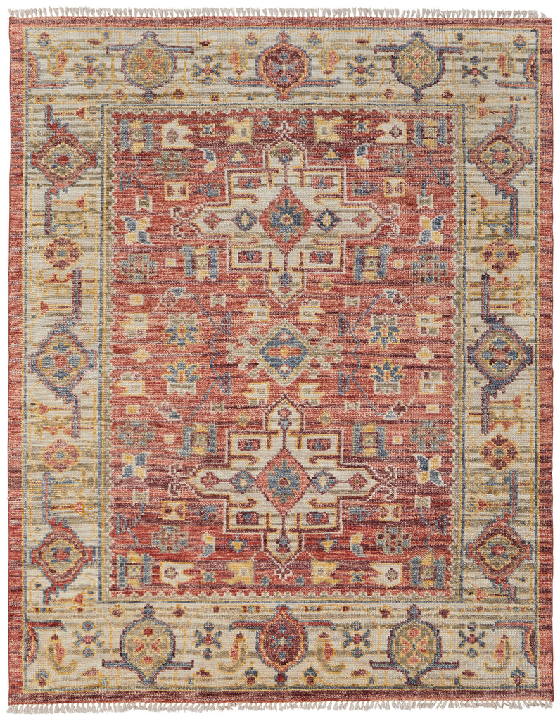 Fillmore Transitional Medallion Red Ivory Gold Area Rug (3' x 5')