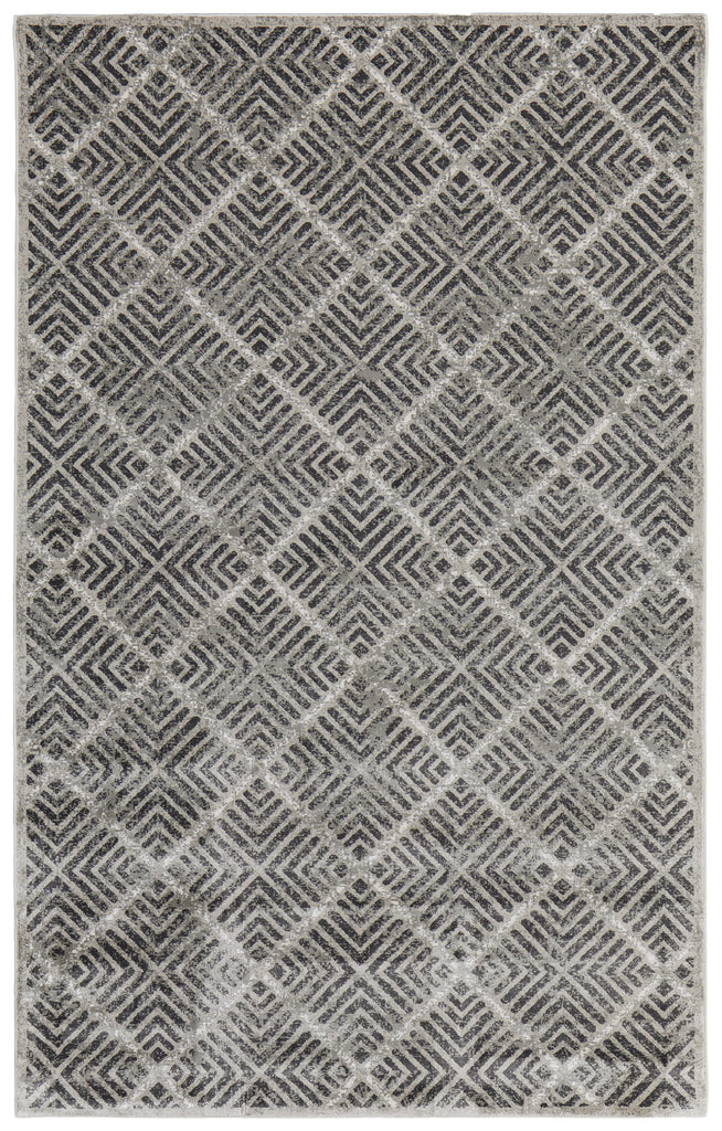 Katari Modern Geometric Gray Tan Black Area Rug (6'7" x 9'6")