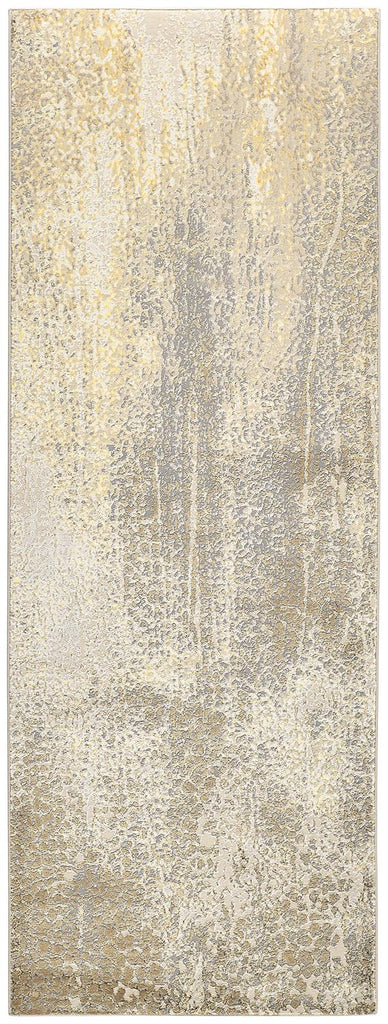 Aura Modern Abstract Ivory Gray Gold Area Rug (2'10" x 7'10")