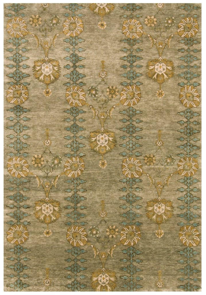 Vardo Transitional Damask Gray Blue Yellow Area Rug (2' x 3')