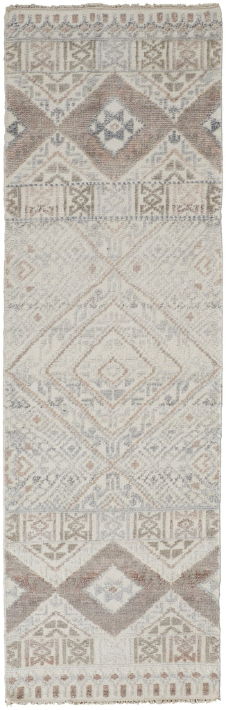 Payton Transitional Diamond Gray Ivory Pink Area Rug (2'6" x 8')