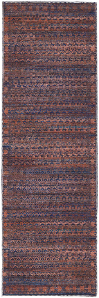 Voss Transitional Oriental Red Brown Blue Area Rug (2'7" x 8')