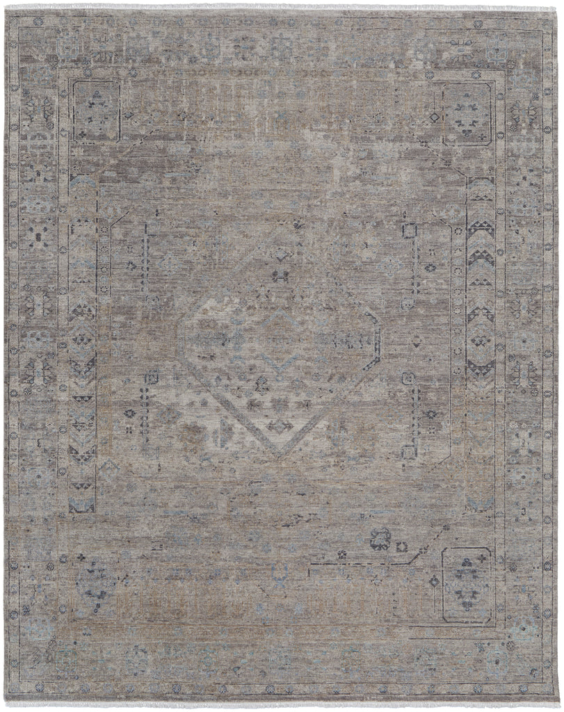 Wembley Traditional Distressed Tan Gray Ivory Area Rug (8'6" x 11'6")