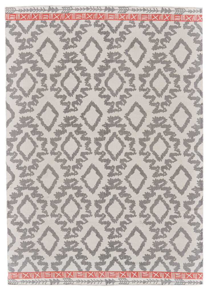 Adia Transitional Diamond Gray Ivory Orange Area Rug